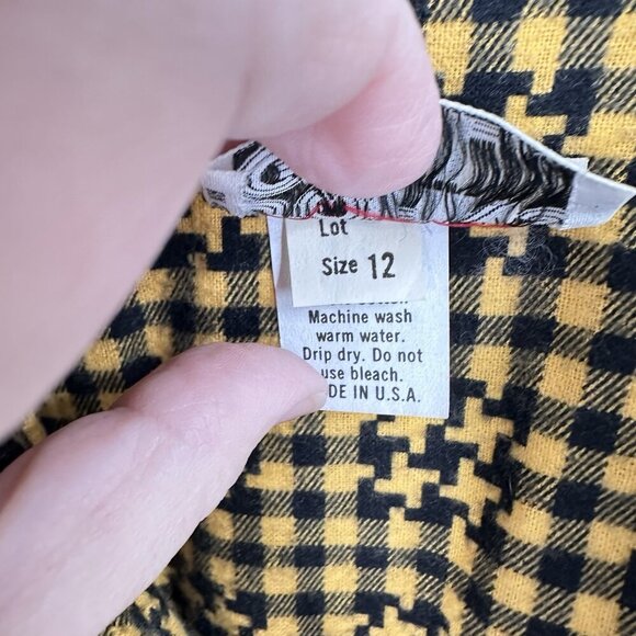 vintage 80s DROP WAIST DRESS gingham checkered secretary retro flannel M - Picture 1 of 7